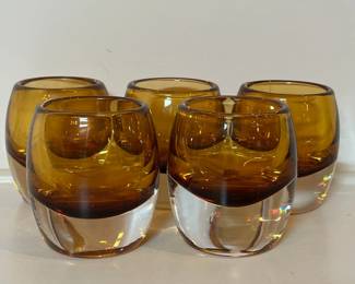 C11 - $25. Crate & Barrel Diva Votive Candle Holders. Set of 5 in Amber.