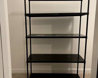 C114 - $75 each - 3 Available. InterMetro Brand. One has 4 shelves and a basket. 2 have 5 shelves. (1 shelf has some wear from spillage from cleaners. Measures 48" x 18" x 75". Shelves are all adjustable and it does come apart easily for transport.