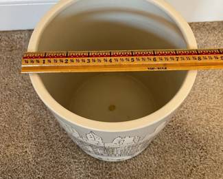 C75 - $30. DKNY NYC Skyline Taxi Ceramic Trash Can. Measures 10" x 8".