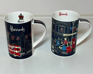 C27 - $20 PAIR. Vintage Harrods England Fine Bone China Mugs.