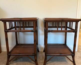 C70 - $95 PAIR of Pottery Barn Side Tables. Measures 18" square x 25.5" tall.