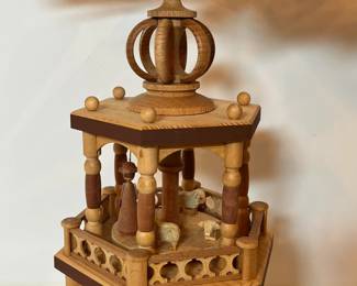 C50 - $100. Muller Seiffen German Nativity - Christmas Pyramid. 3 Tiers. Measures 16" tall x 12" wide with the fans.