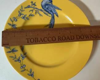 C44 - $50. 6 Williams-Sonoma Plates. Yellow with Blue Bird Salad Plates. Measures 8.25".