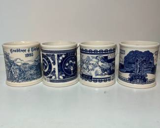 C23 - $100 - 9 Mugs. Mason's Crabtree & Evelyn Annual Mugs. 1995, 2001, 2002, 2003, 2005, 2006, 2007, 2008, 2009.