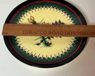 C32 - $30. Single Quimper Plate. Measures 9 1/8". Has 1 small chip on the back and crazing on entire plate.