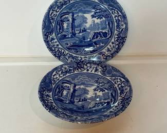 C24 - $35. Spode Blue Italian. Made in England. Includes 2 Tea Cups 4.5" x 2.5". 2 Saucers 5.75". 4 Dessert Plates 7.5". Dishwasher & Microwave Safe.