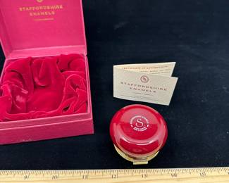 J4 - $80. Staffordshire Enamels Hinged Lidded Trinket Box. Horse & Foal.