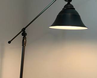 C82 - $100. Pottery Barn Floor Lamp. Measures 33.5" wide x 65" tall. Arm is adjustable but the height of the main pole is not.