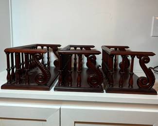 C21 - $50 set of 3. Librasco Mahogany Bookshelf with a Galleried Back & Sides. Measures 16.5"long x 7.75" deep x 6.5" tall.