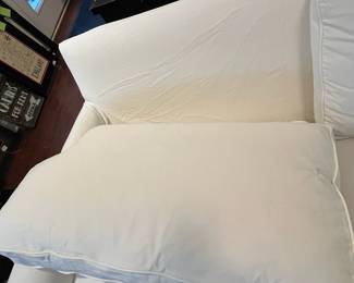 C55 - $1,200. Crate & Barrel Slip Covered Sofa. Measures 78.5" wide x 17.5" floor to seat x 30" deep. (Slipcover was just washed so excuse the wrinkles!) Includes an extra set of slip covers. Very comfortable and in very good condition. Non smoking home - No pets.