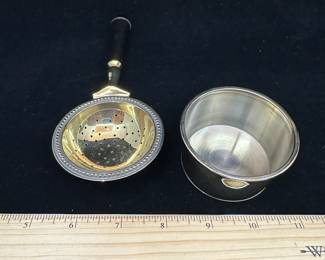 J39 - $20. English Tea Strainer with wooden handle.