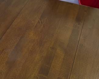 C4 - $1,500. Pottery Barn Table with 8 chairs. Table has 2 leaves. 2 captains chairs. 6 regular chairs. Measures 40" wide x 6' long with NO leaves in. Set includes 2 - 16" leaves. When all together it is 104". Table surface has some gentle wear marks but no huge gouges or issues. Chairs are all in very good condition. Most were scattered around the house in guest bedrooms and not regularly used.