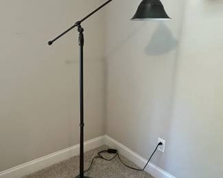 C82 - $100. Pottery Barn Floor Lamp. Measures 33.5" wide x 65" tall. Arm is adjustable but the height of the main pole is not.