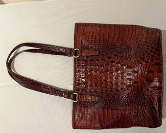 C68 - $80. Brahmin Croc Tote. Measures 15" wide x 5" deep x 12" tall + handles. Very good, gently used condition.