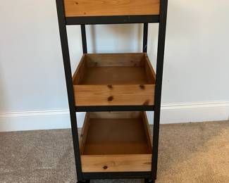 C77 - $40. World Market Rolling Cart. Measures 15.75" x 12" deep x 29" tall.
