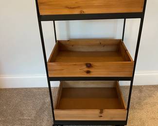 C77 - $40. World Market Rolling Cart. Measures 15.75" x 12" deep x 29" tall.