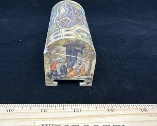 J10 - $50. Carved Bone & Hand Painted Trinket Box. Turkish. Signed S. Erken - Maltepe.