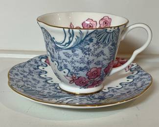 C40 - $40. Wedgwood Butterfly Bloom Spring Blossom Tea Cup & Saucer.