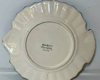 C34 - $40. Quimper Fish Plate with Crazing on entire front. Measures 9 1/8".