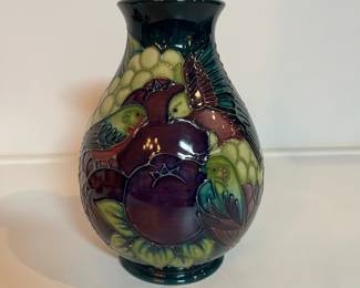 C7 - $325. Moorcroft Pottery "Finches". Measures 7.25" tall.