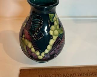 C7 - $325. Moorcroft Pottery "Finches". Measures 7.25" tall.
