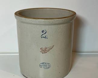 C49 - $65. #2 Redwing Crock. Does have a crack that goes down about 2" from the top. (2 gallon)