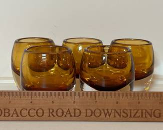 C11 - $25. Crate & Barrel Diva Votive Candle Holders. Set of 5 in Amber.