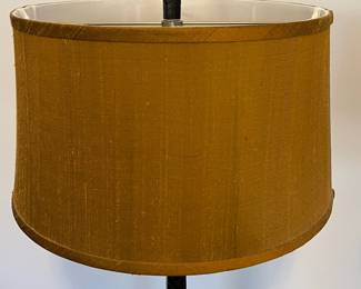 C71 - $95. PAIR of Table Lamps. Measures 32.5" tall. Shades are both in good condition. Heavy metal bases marked Made in India.