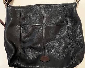 C67 - $35. Fossil Morgan Black Leather Crossbody Bag. Measures 14" x 2.5" x 12" + Strap.