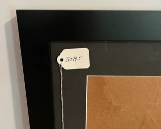 C96 - $75. Large Framed Charcoal on Brown Paper. Measures 37" x 44.5"