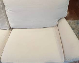 C55 - $1,200. Crate & Barrel Slip Covered Sofa. Measures 78.5" wide x 17.5" floor to seat x 30" deep. (Slipcover was just washed so excuse the wrinkles!) Includes an extra set of slip covers. Very comfortable and in very good condition. Non smoking home - No pets.