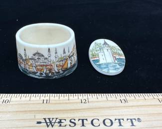 J11 - $30. Carved Bone Trinket Box. Paint does have some signs of wear and lid fits *very* tightly.