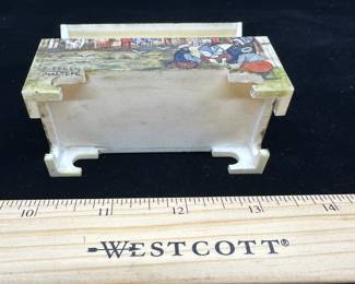 J10 - $50. Carved Bone & Hand Painted Trinket Box. Turkish. Signed S. Erken - Maltepe.