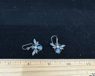 J44 - $25. Sterling & Opal Lightning Bug Earrings