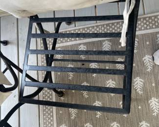 C120 - $350. Wrought Iron Chairs & Table Base. Cushions could use a wash but overall very good condition. Table is 32" round x 29" tall. 4 Chairs are 18" wide x 18" deep x 36" tall. Stone Top is Removable from table for transport. Beautiful heavy set.