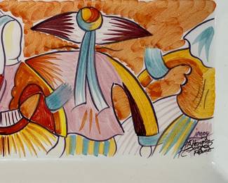 C36 - $50. T. Baladanse signed tray. Measures 14.5" x 6".