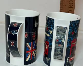 C27 - $20 PAIR. Vintage Harrods England Fine Bone China Mugs.