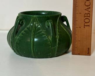 C38 - $150. Ephraim Pottery "Fiddlehead Vase" by Laura Klein. Measures 5" wide x 3" tall.