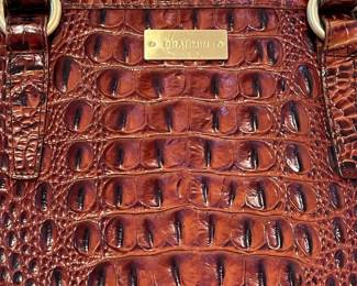 C68 - $80. Brahmin Croc Tote. Measures 15" wide x 5" deep x 12" tall + handles. Very good, gently used condition.