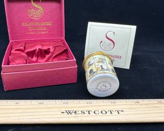 J7 - $80. Staffordshire Enamels Hinged Lidded Trinket Box. Dovecote.