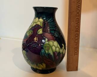 C7 - $325. Moorcroft Pottery "Finches". Measures 7.25" tall.