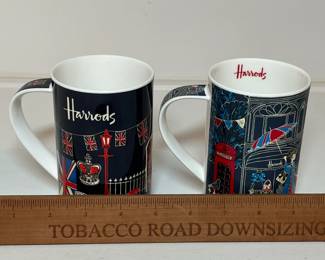 C27 - $20 PAIR. Vintage Harrods England Fine Bone China Mugs.