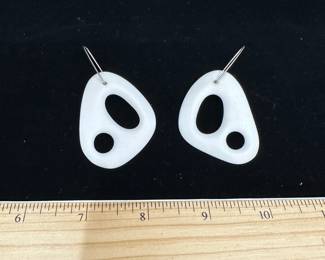 J43 - $25. Vintage Earrings with Sterling Earrings and White Part feels like porcelain.