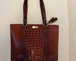 C68 - $80. Brahmin Croc Tote. Measures 15" wide x 5" deep x 12" tall + handles. Very good, gently used condition.