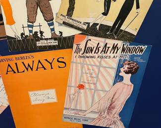 C64 - $50. Framed Sheet Music Covers. Measures 39.5" x 34.5" framed.