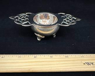 J40 - $10. Silver plated 2 pc Tea Strainer.