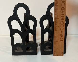 C17 - $25 PAIR. Fleur de Lis Bookends. Cast Iron/Metal. Measures 5" x 7".