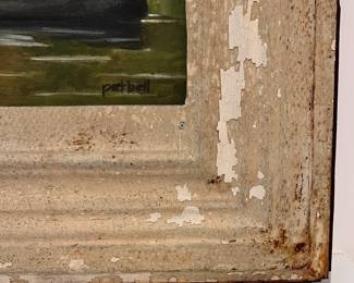 C56 - $85. "Pat Bell" signed original Canoe Painting. Framed it measures 24" square.