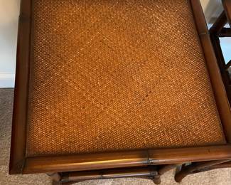 C70 - $95 PAIR of Pottery Barn Side Tables. Measures 18" square x 25.5" tall.