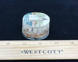 J11 - $30. Carved Bone Trinket Box. Paint does have some signs of wear and lid fits *very* tightly.